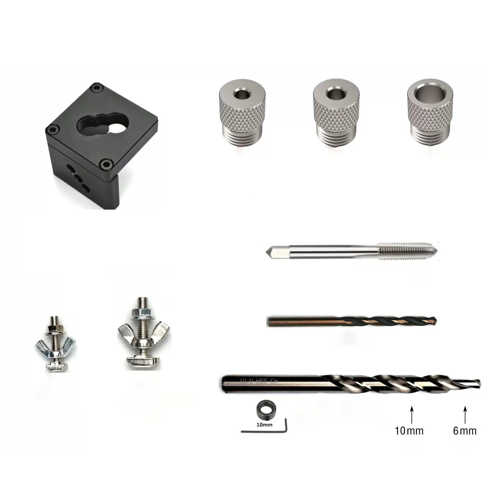 Aluminum Profile Tapping & Drilling Positioning Tool Set – M5/M6/M10 Guide Bushings, Precise Alignment for 20/30/40 Series