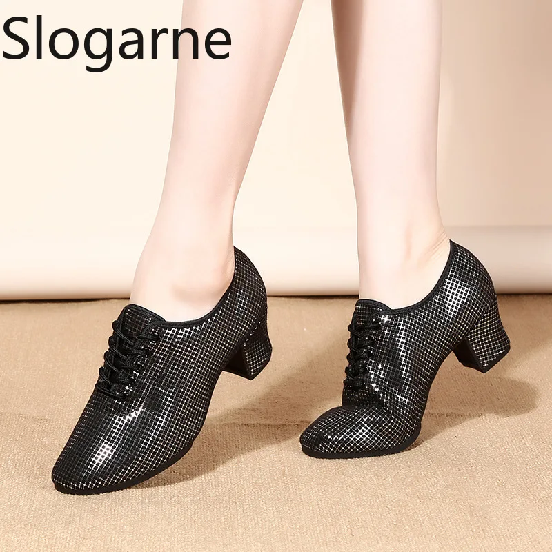 

Женская блестящая обувь для выступлений на сцене, обувь для латинских танцев на мягкой резиновой подошве для девочек, женская обувь для современного джаза, танго, бальных танцев, танцевальные туфли