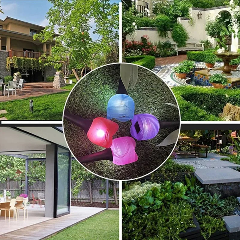Lâmpada LED Solar Tulip Flower, impermeável, estaca, luzes de gramado, quintal, ao ar livre, decoração do partido, decoração do jardim, 10pcs