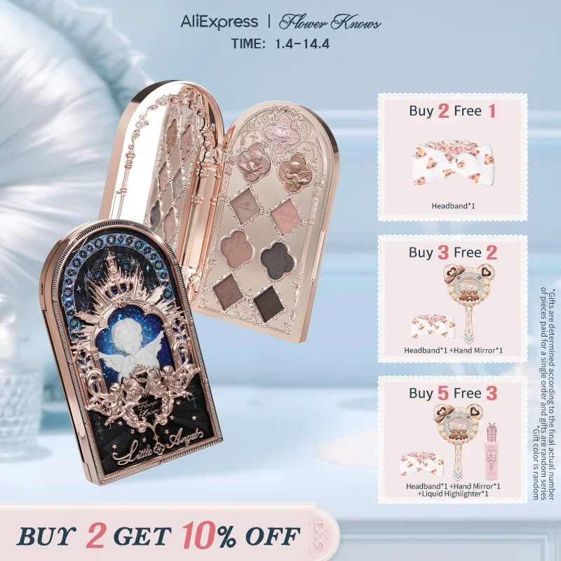 Flower Knows Little Angel Collection Palette di ombretti a nove colori Delicate matte luccicanti