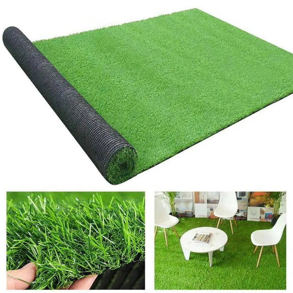 NEW High-Vivid Artificial Turf Grass Lawn Realistic Grassland Turf Lawn Fake Plastic Simulation Decoration Synthetic Carpet O1C0