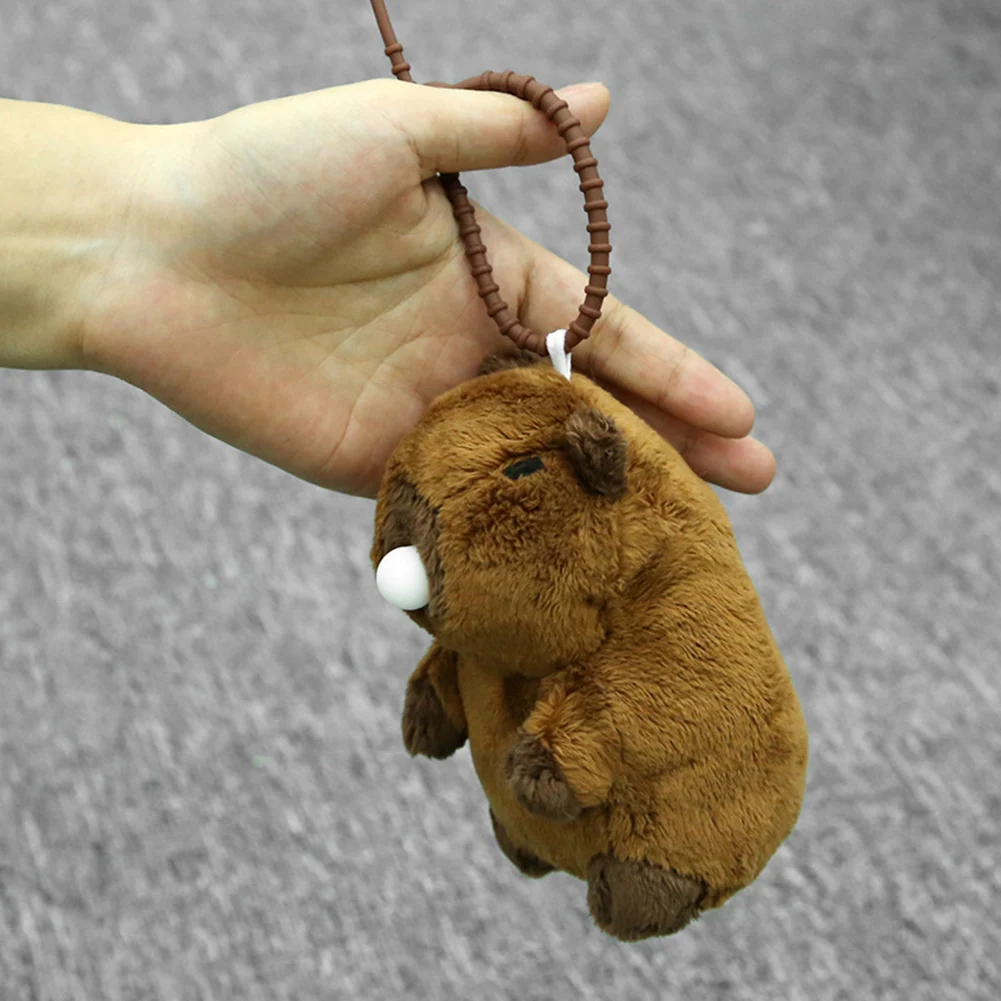 Portachiavi in peluche Capibara con puntelli pendenti leggeri da appendere a bolle di compressione per la decorazione della borsa chiave