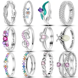 Anillos luminosos de luciérnaga, joyería de plata 100% 925, circonita eterna en forma de corazón, joyería fina de compromiso de boda, regalos originales de moda