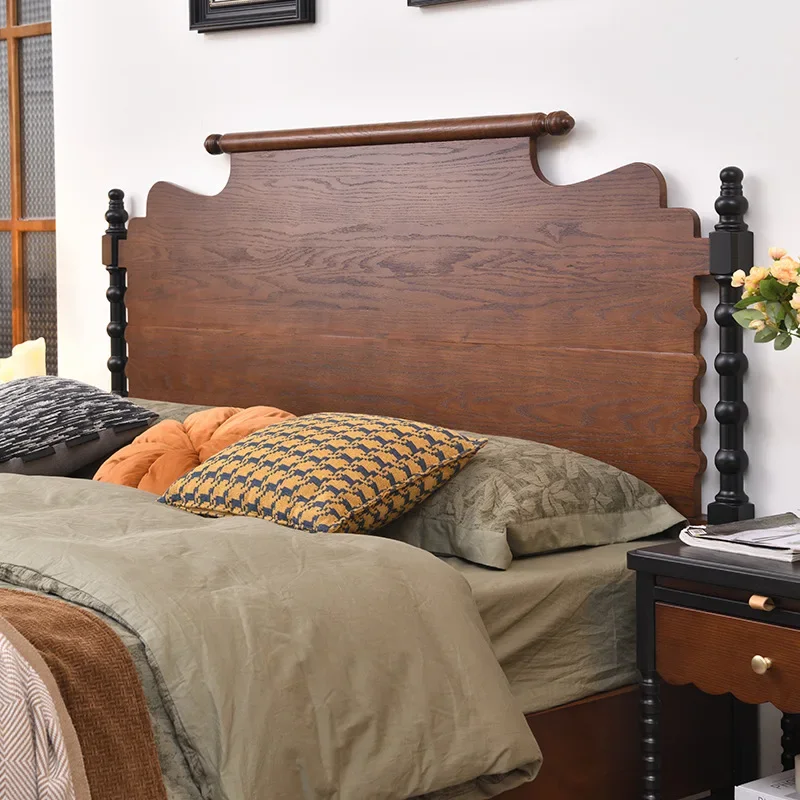 

.French Retro Style Solid Wood Bed 1.8 Meters Master Bedroom Double Bed American Edward Light Luxury Simple Master Bedroom.