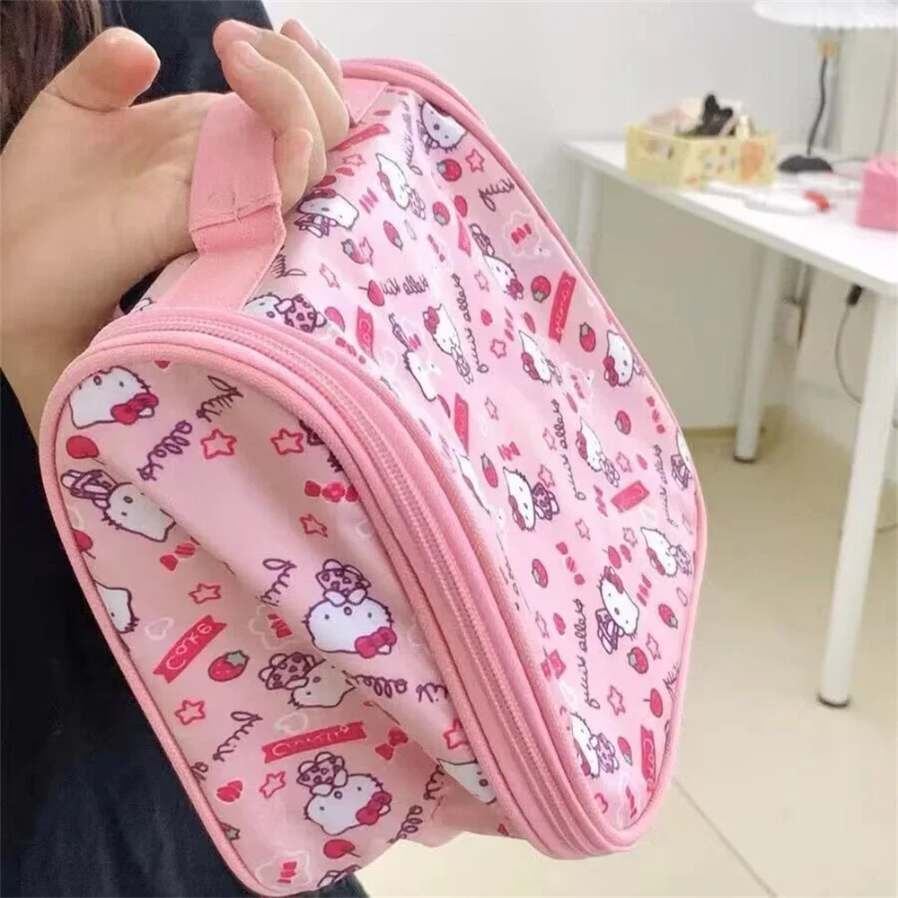 Simpatica borsa per il trucco stampata Hello Kitty borsa portatile multifunzionale per rossetto da donna