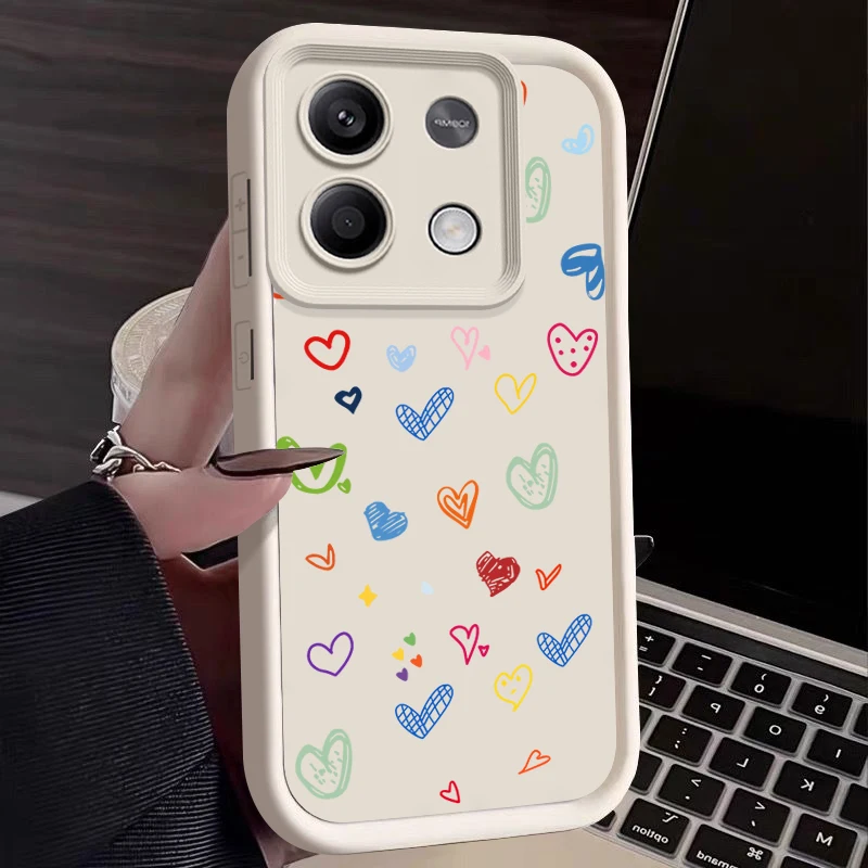 Cartoon Love Heart Phone Case For Xiaomi Poco F6 X5 X6 M6 11T 13T Pro Redmi Note 11 12 13 10 Pro Plus 4G 5G 11S Silicone Cover