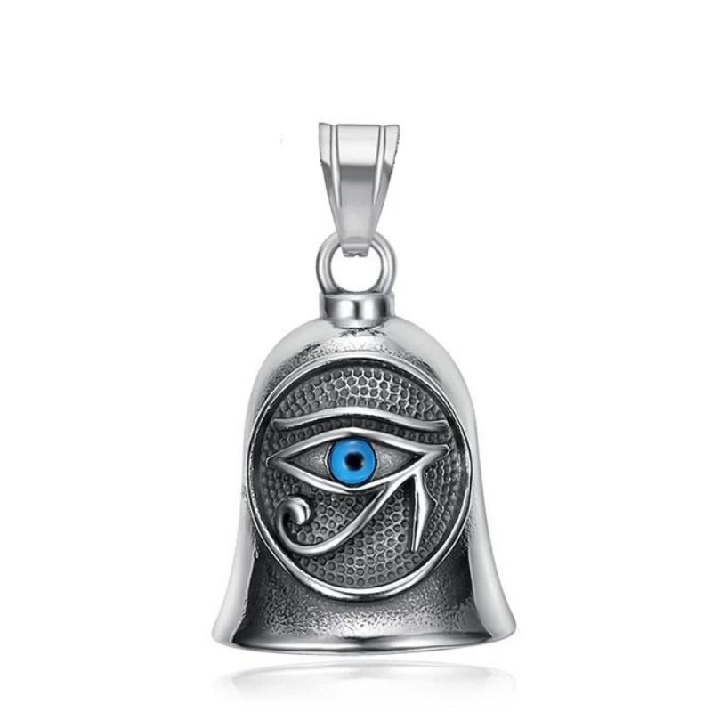 Egyptian Eye of Horus Eyes Bell Biker Pendant Stainless Steel Egypt Pharaoh Ra Udjat Amulet Ankh Mens Pendant Bell Gift