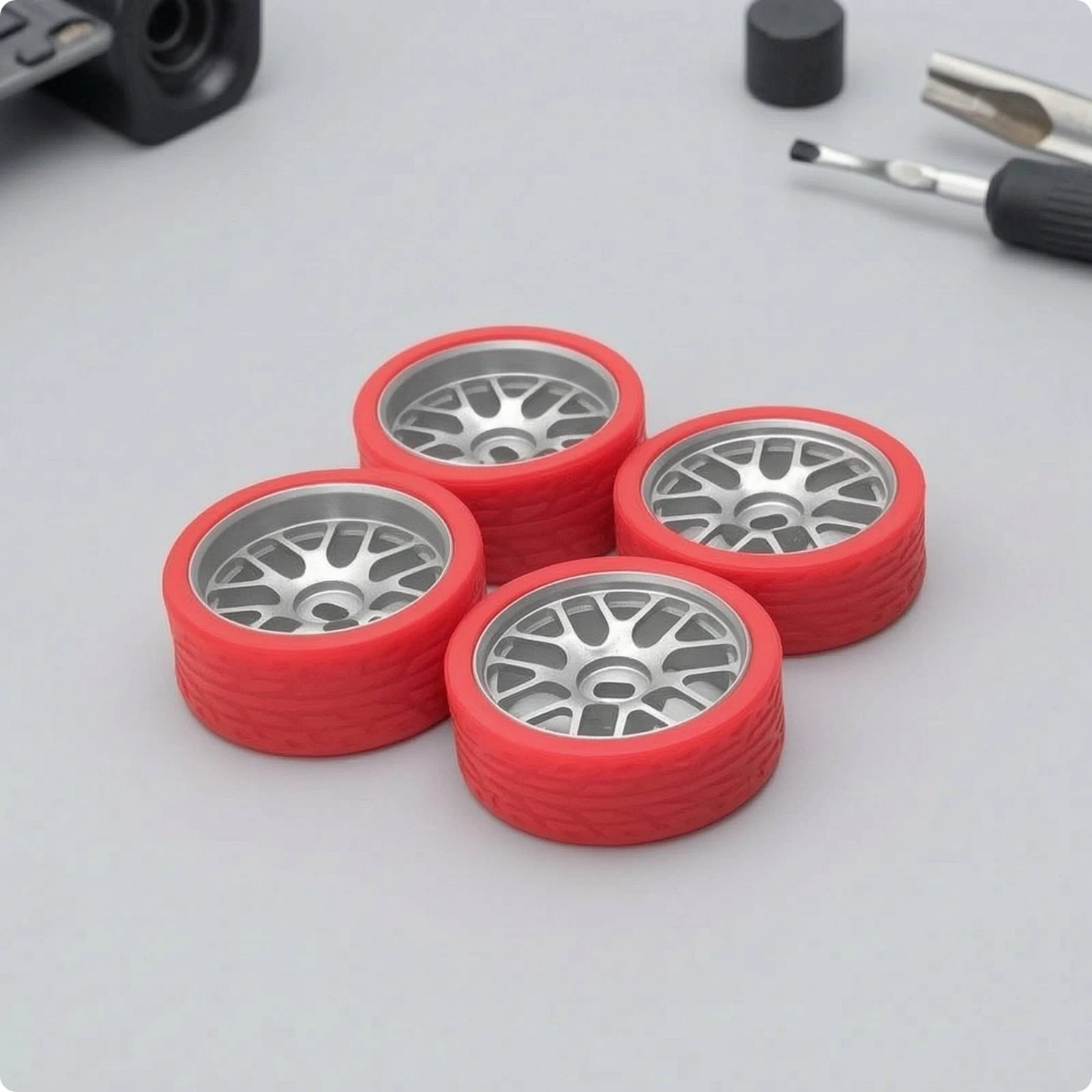 4 Pieces RC Car Wheel with Treaded Tire Sleek Tires Wheels Plastic for Hobbyists