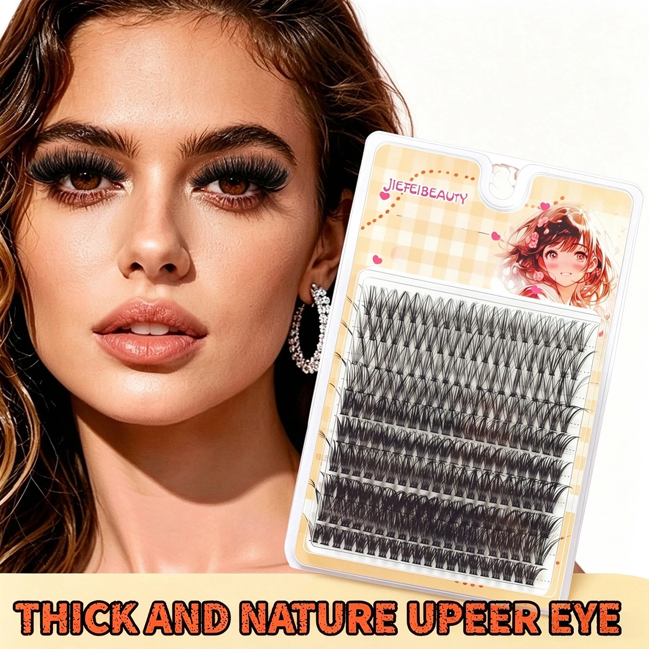 Multi Row Segmented False Eyelashes with Fluffy and Feather like Texture, Single Cluster of Loose Hair Daily Makeup Atmosphere