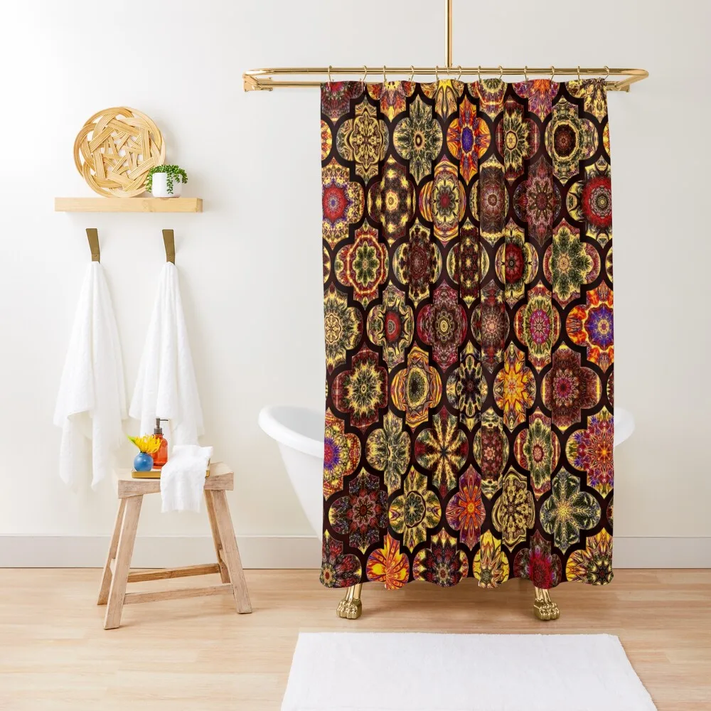 

Moroccan tile golden pattern Shower Curtain Window Bathroom Shower Set Curtain