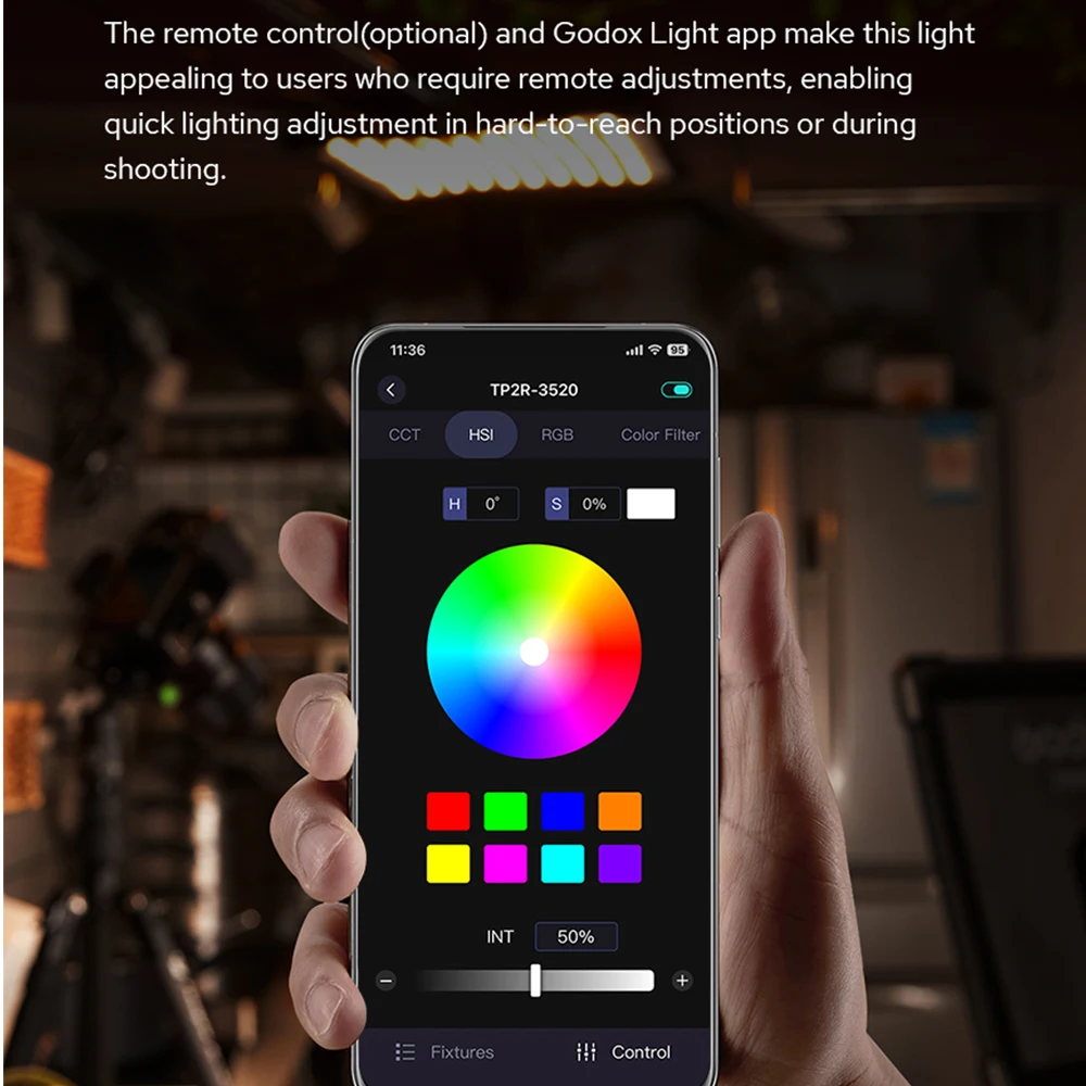 Godox FH50Bi Bi-color 2800-6500K / FH50R Full Color 2500-10000K Flexible Handheld LED Video Fill Light Panel Live Photo Lighting