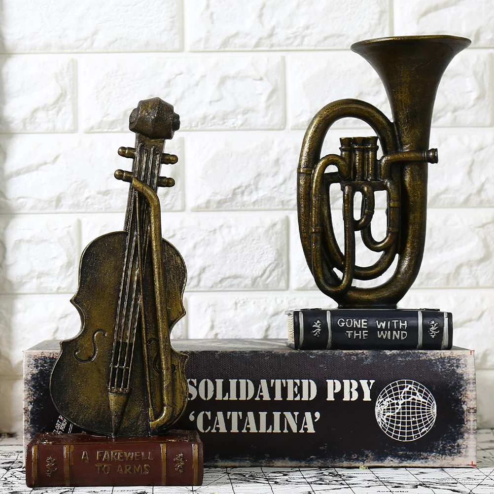 

Golden Resin Retro Musical Instrument Ornament Desktop Resin Craft Decoration Creative Home Office Photography Prop