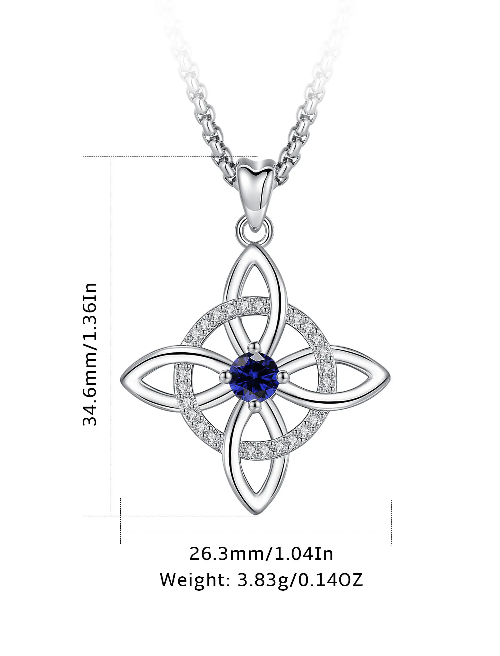 AEONSLOVE 925 Sterling Silver Irish Witch Knot Necklace for Women Zircon Celtic Knot Pendant Amulet Spiritual Jewelry Party Gift