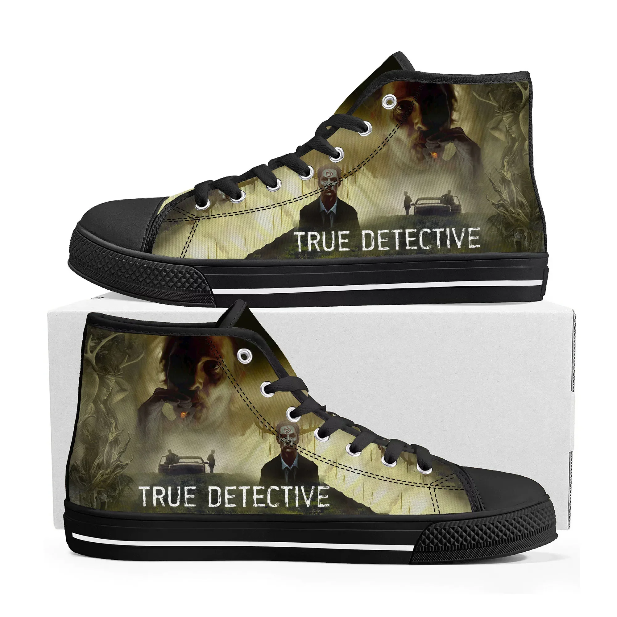 

True Detective High Top High Quality Sneakers Mens Womens Teenager Canvas Sneaker Casual Custom Made Shoes Customize DIY Shoe