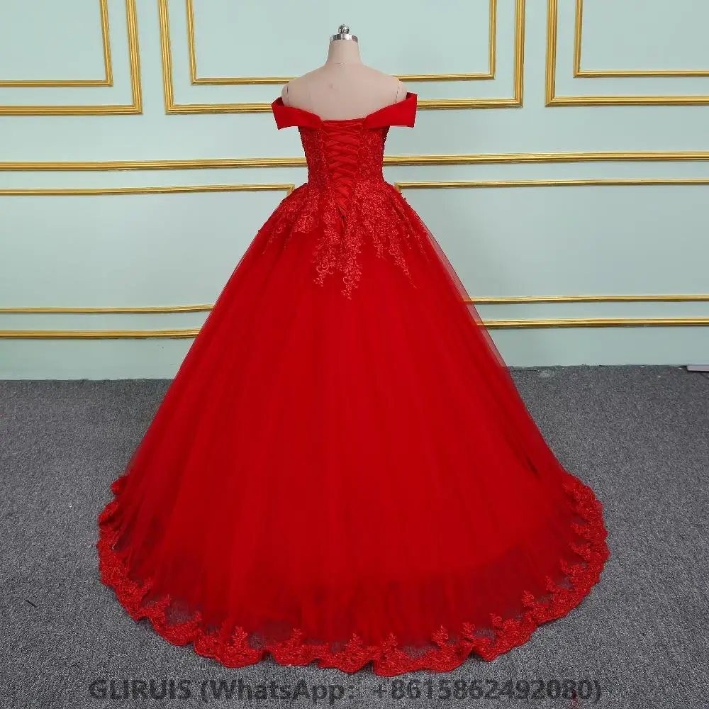 Vinca-vestidos de Boda de Princesa con apliques de encaje soleado, vestido de novia rojo con hombros descubiertos, nuevo modelo, 2022