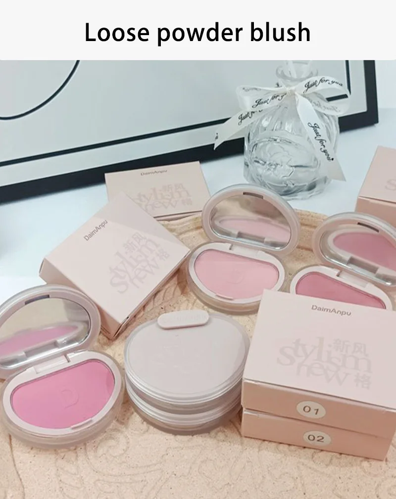 1PC Blush Makeup Palette น่ารัก 7 สี Mineral Powder สีฟ้าสีชมพู Rouge Long Lasting Natural Cheek Tint กันน้ํา Blusher เครื่องสําอางค์