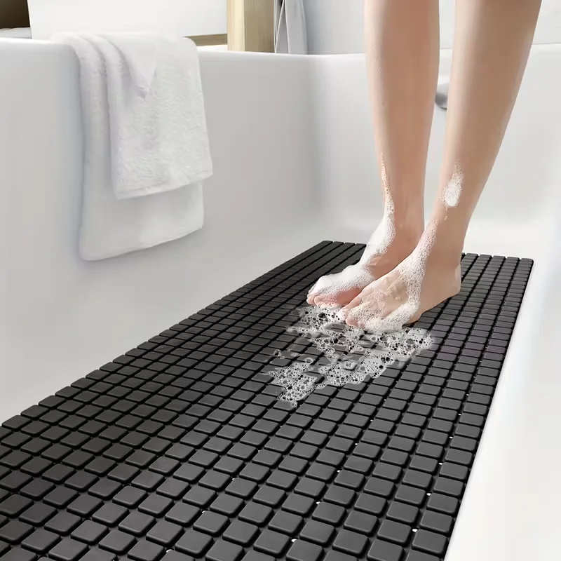 

Bathroom Anti-Slip Massage Mat with Drain Holes Bubble Raised Suction Cup Foot Pad Slip Bathtub Rug Enhanced Safety Shower Mat