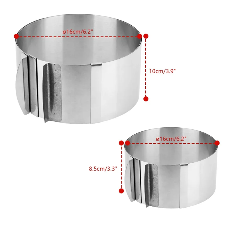 

Stainless Steel Adjustable Cake Ring Sturdy Baking Ring Mold, For Mousse Dessert Cake Making