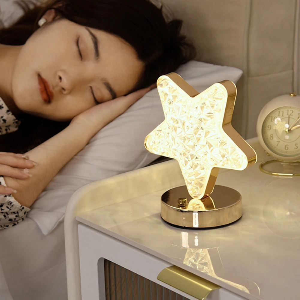 LED Lamp Moon Star 3 Colors Table Light Touch Dimming Bedside Lamp USB Rechargeable Atmosphere Night Light Girls Room Decor