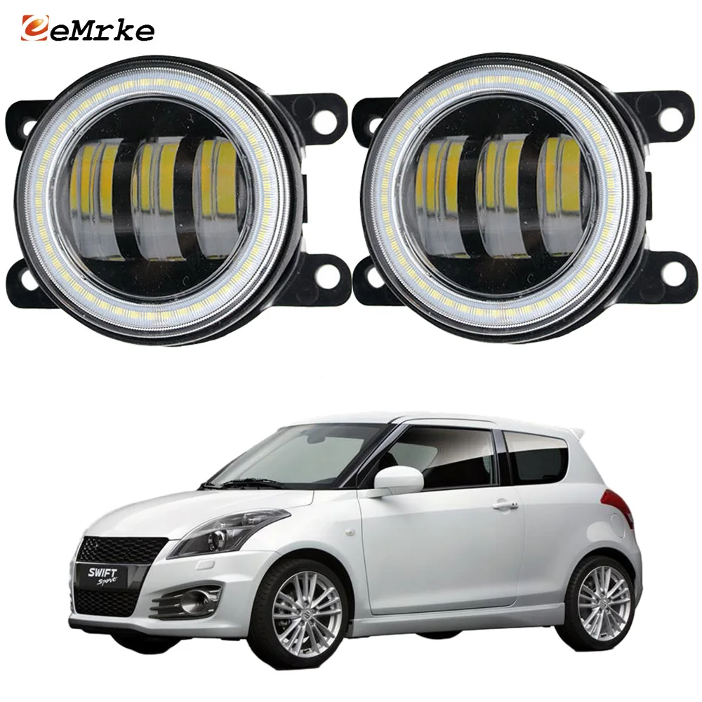 2PCS LED Fog Light Lamp Assembly for Suzuki Swift Sport 2011 2012 2013 2014 2015 2016 2017 w/ Lens Angel Eye DRL Driving Lights