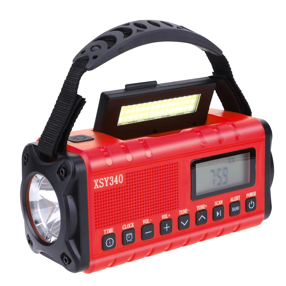 

10000mAh Emergency Hand Crank Radio 4 Ways Powered Solar Crank Radio Flashlight Reading Lamp Headphone Jack for Outdoor Survival