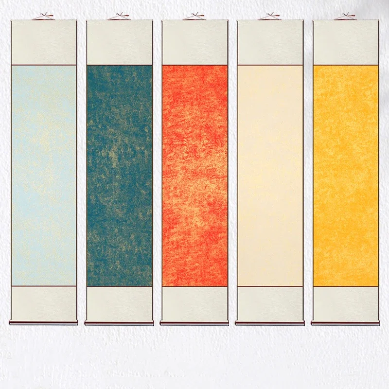 Half Ripe Xuan Paper Blank Gilding Scroll Handmade Framed Calligraphy Painting Scroll Chinese Style Rice Paper Hanging Scroll