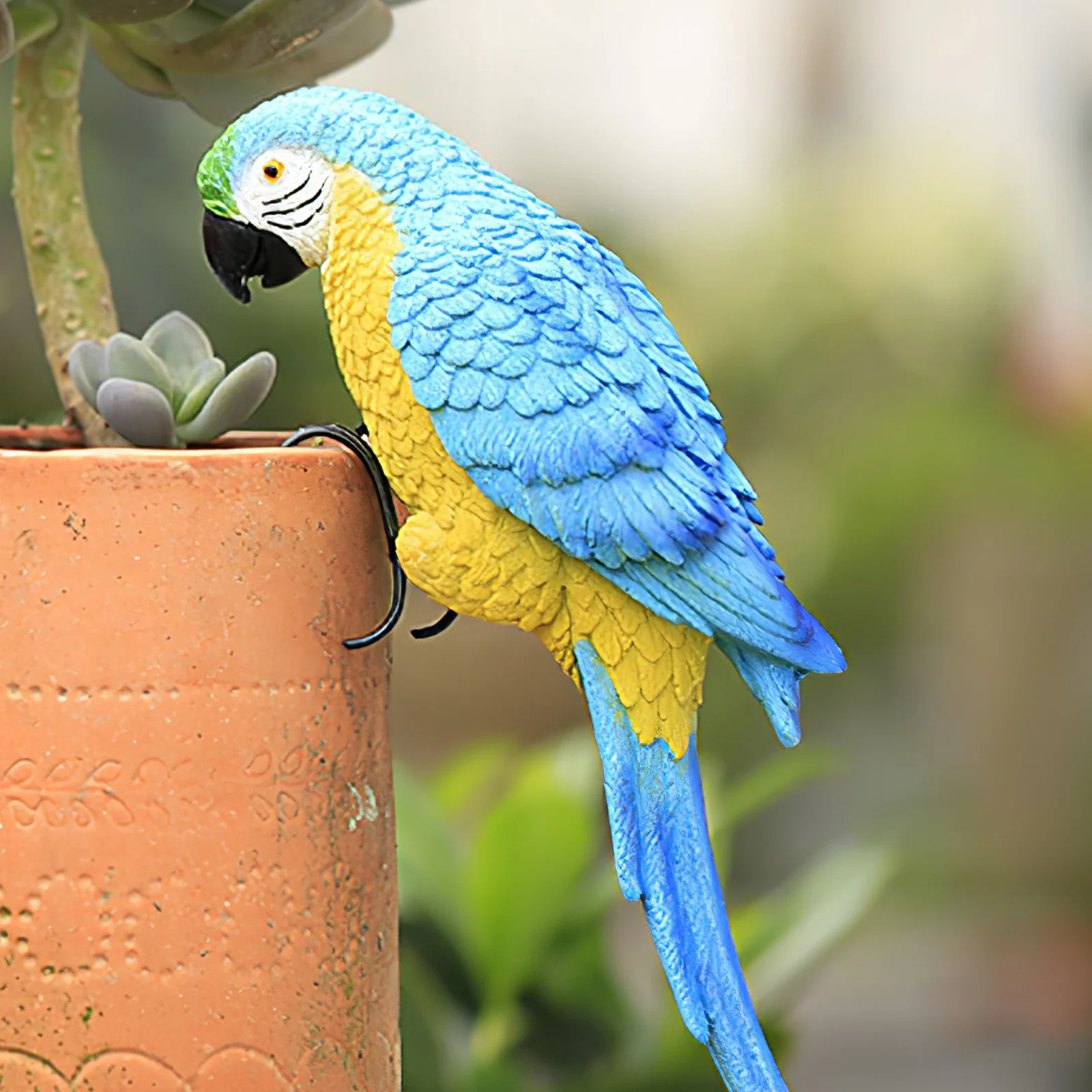 

Lifelike Simulation Parrot Garden Decor Colorful Resin Craft Realistic Appearance Long Term Use Miniature Views Plant Pot