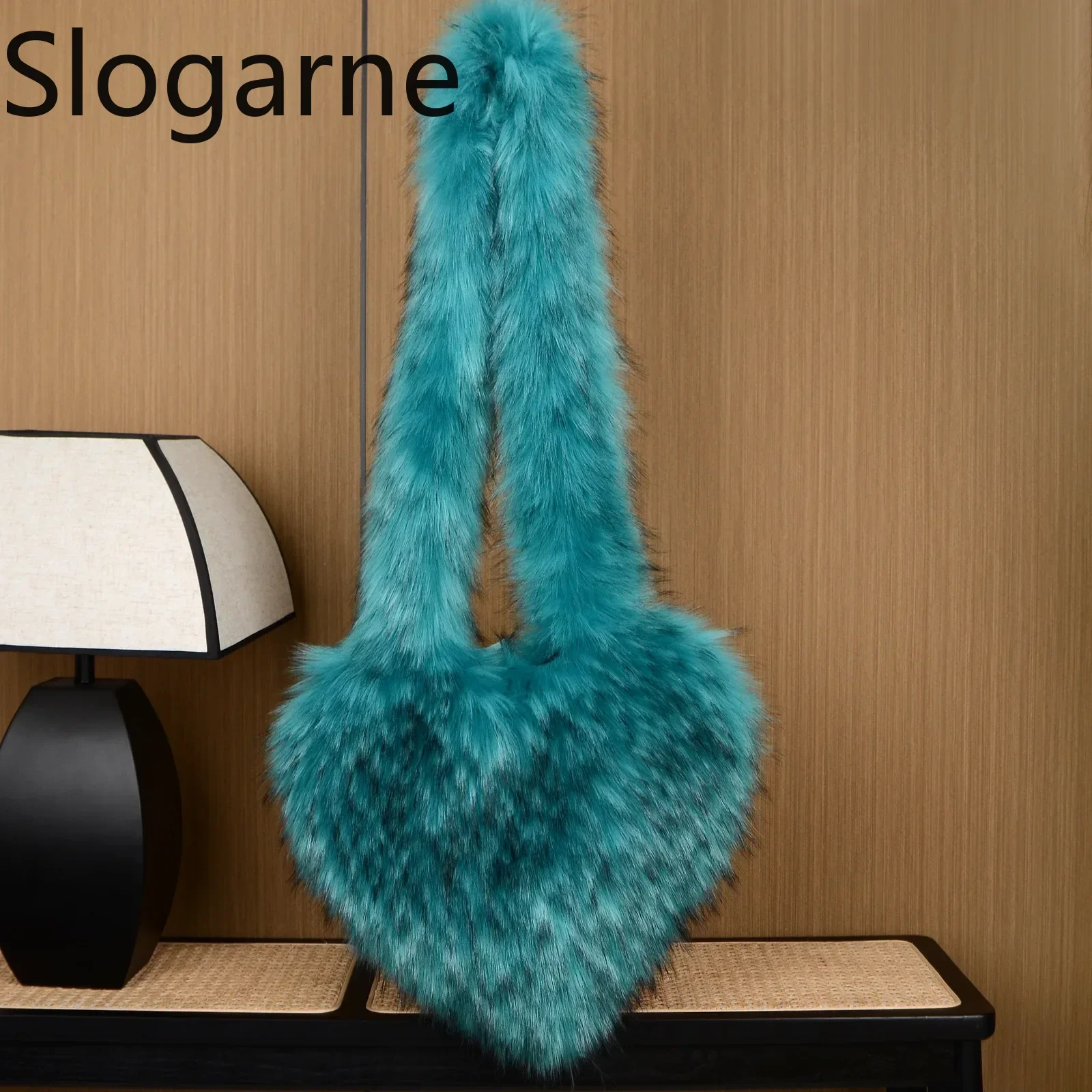 

Women Winter Faux Fur Handbags Y2K Cute Fluffy Heart Shape Shoulder Bags Girls Clutch Purse Love Fur Crossbody Bag Messenger Bag