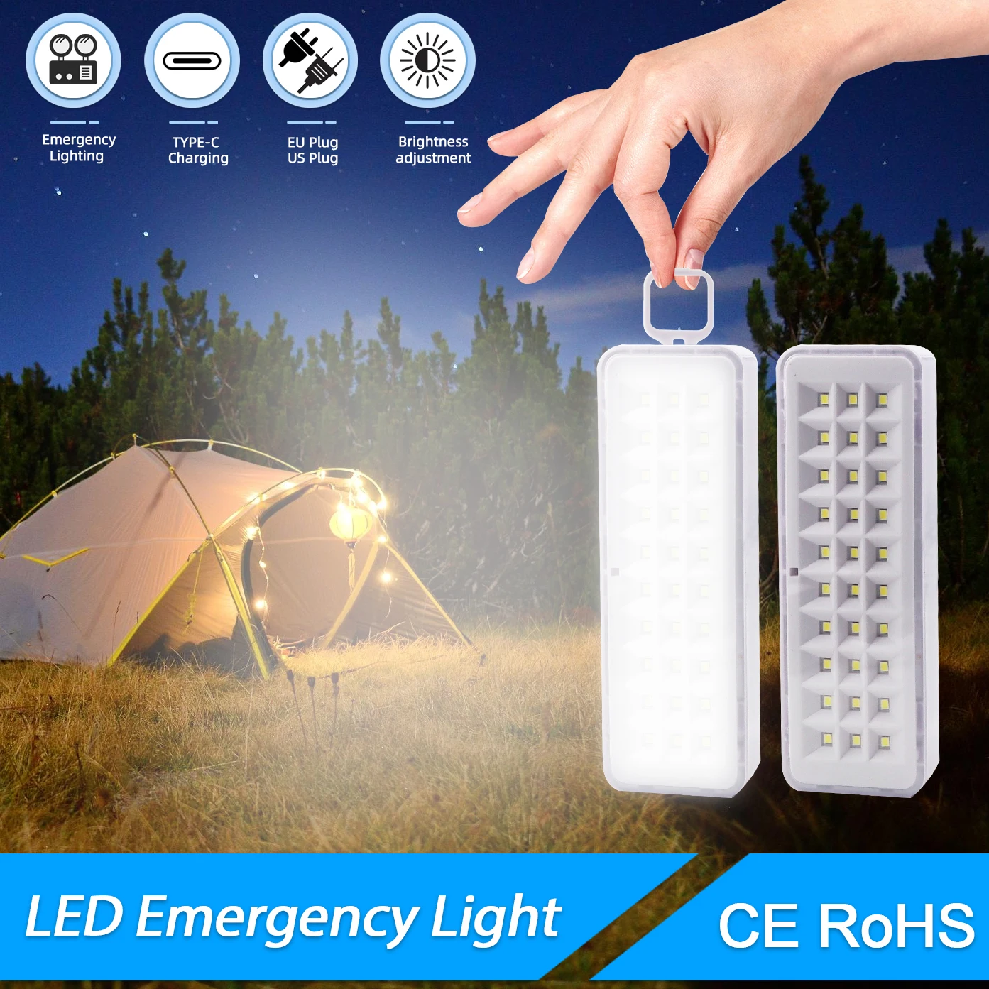 

3 Modes Dimmable 30LED Rechargeable Emergency Lamp Outdoor Night Repair Lights Portable Camping Lantern for Power Outage Use