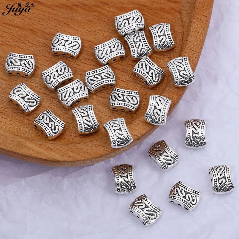 10pcs-190pcs/Box Multiple Style Spacers Beads For Jewelry Making Alloy Tube Beads DIY Needlework Bracelet Beaded Accessories