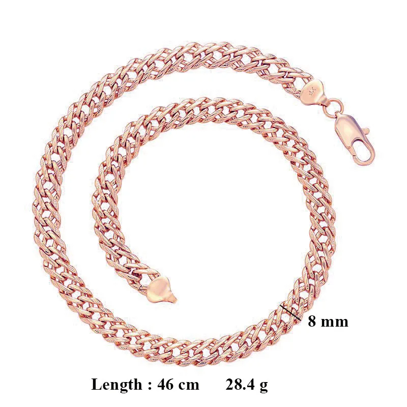 XP Jewelry --( 45 50 60 cm x 4 / 8 / 9 mm ) 14k / 24 K / Rose Gold Plated Weave Chain Necklaces For Men Women Fashion Jewelry