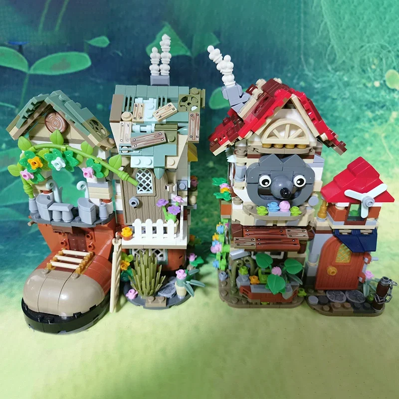 LOZ World Architecture Forest Log Cabin Wolf Shoe House Dog Rabbit Garden 3D Mini Blocks Bricks Building Toy For Children No Box