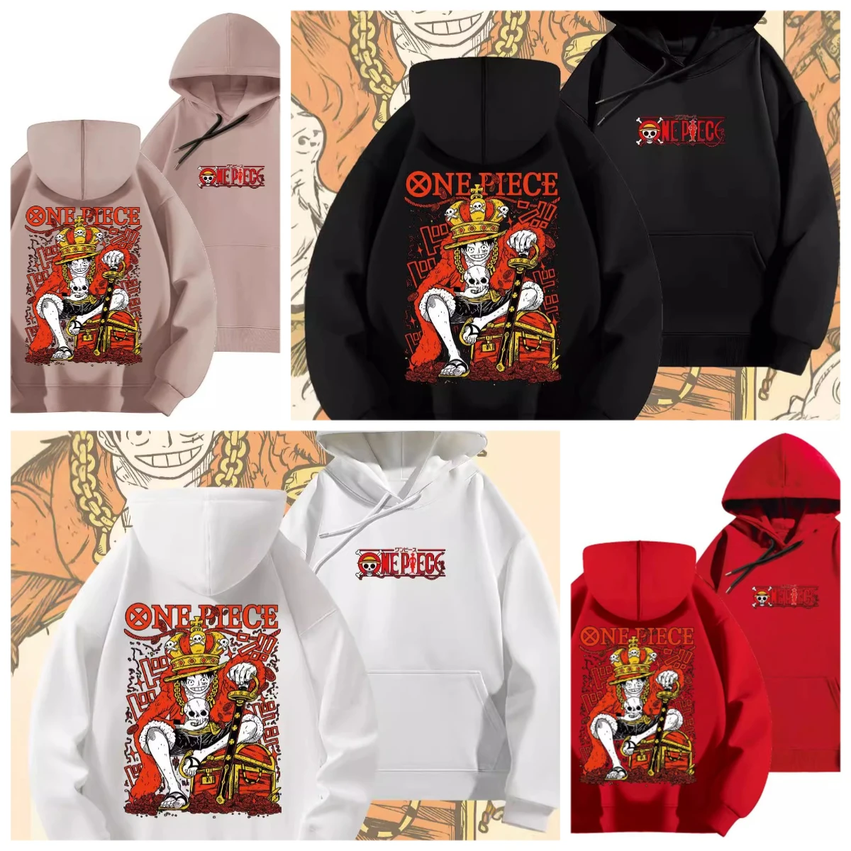 

25 A best-selling men's pure cotton sweatshirt in collaboration with the Japanese anime One Piece for daily commuting and sports