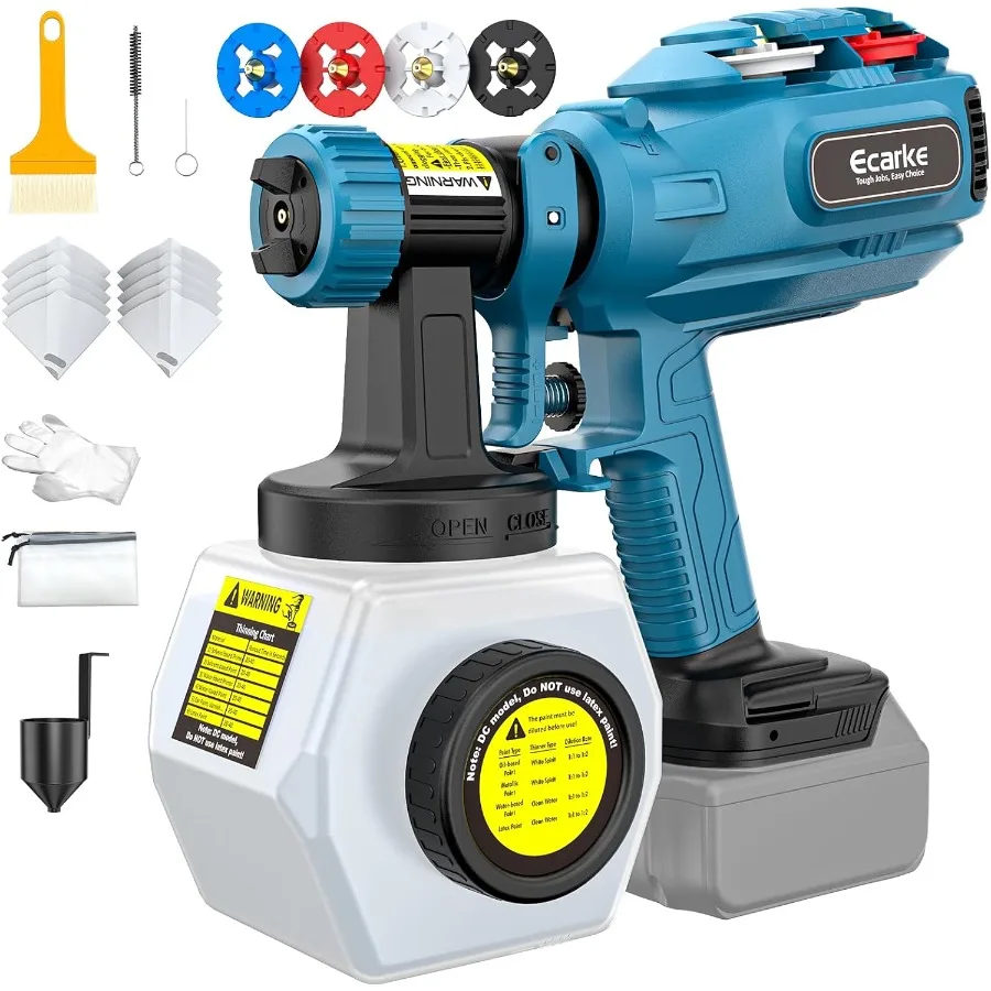 

Cordless Paint Sprayer Compatible with 18V Battery - Side-Fill Design for Quick Refill Without Disassembly Onboard Nozzle Stor