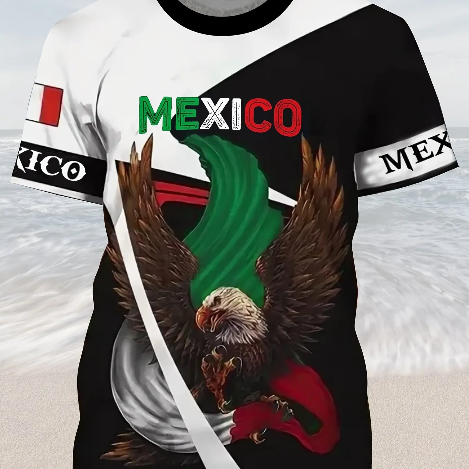 Eagle Print Men's T-Shirt - Comfy, Trendy & Durable All Season Casual Tee Fashion design Mexico flag oversized men's clothing