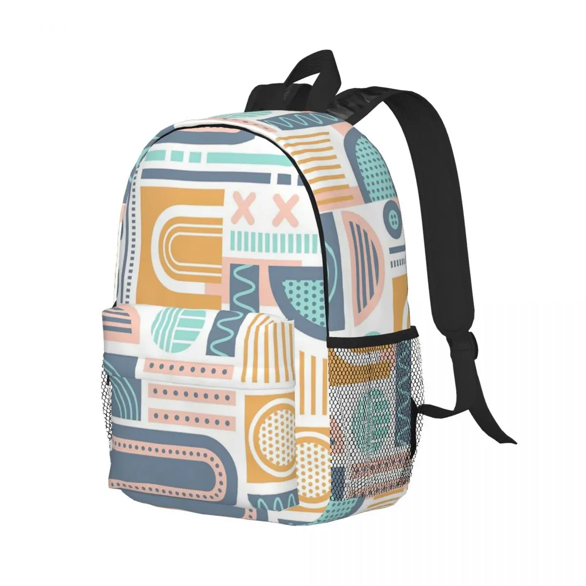

Retro Geometric-Pink Blue Backpack Student Boys Girls BookBag Children School Bag Computer Shoulder Bags for Men Women