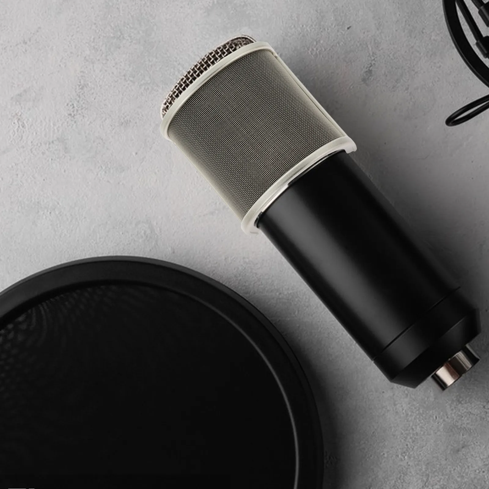 

U Shaped Gold Microphone Windscreen Shield Noise Reduction Pop Filter Metal Mesh Cover for Recording Karaoke Speech