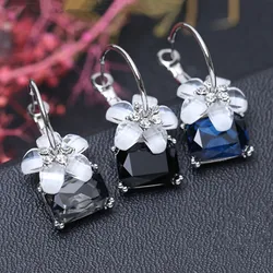 2024 New Arrivals Hot Trendy Fashion Flowers Bijoux Brincos Oorbellen Square Colorful Crystal Earrings For Women Jewelry