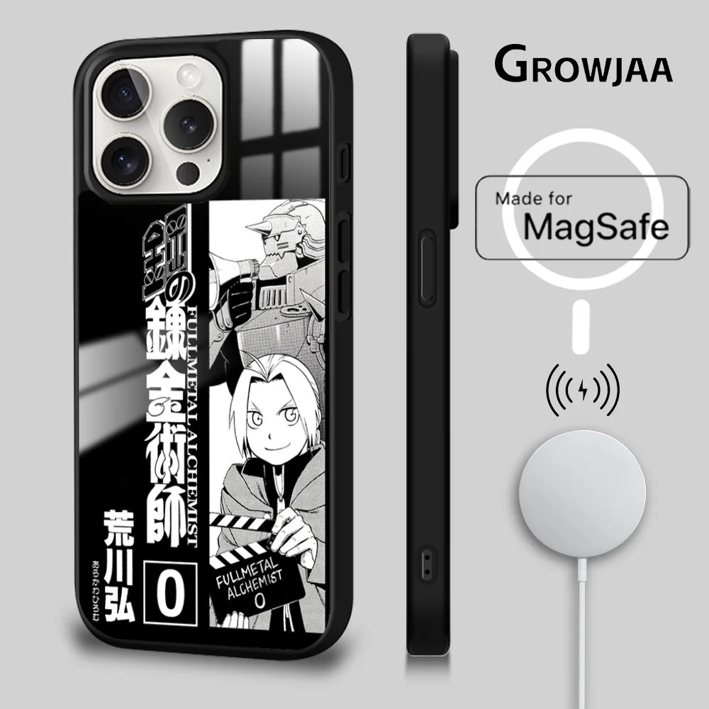 Anime F-Fullmetal-A-Alchemist Phone Case For iPhone 16 15 14 13 12 11 Pro Max Plus Mini Magsafe Mirror Wireless Magnetic Cover