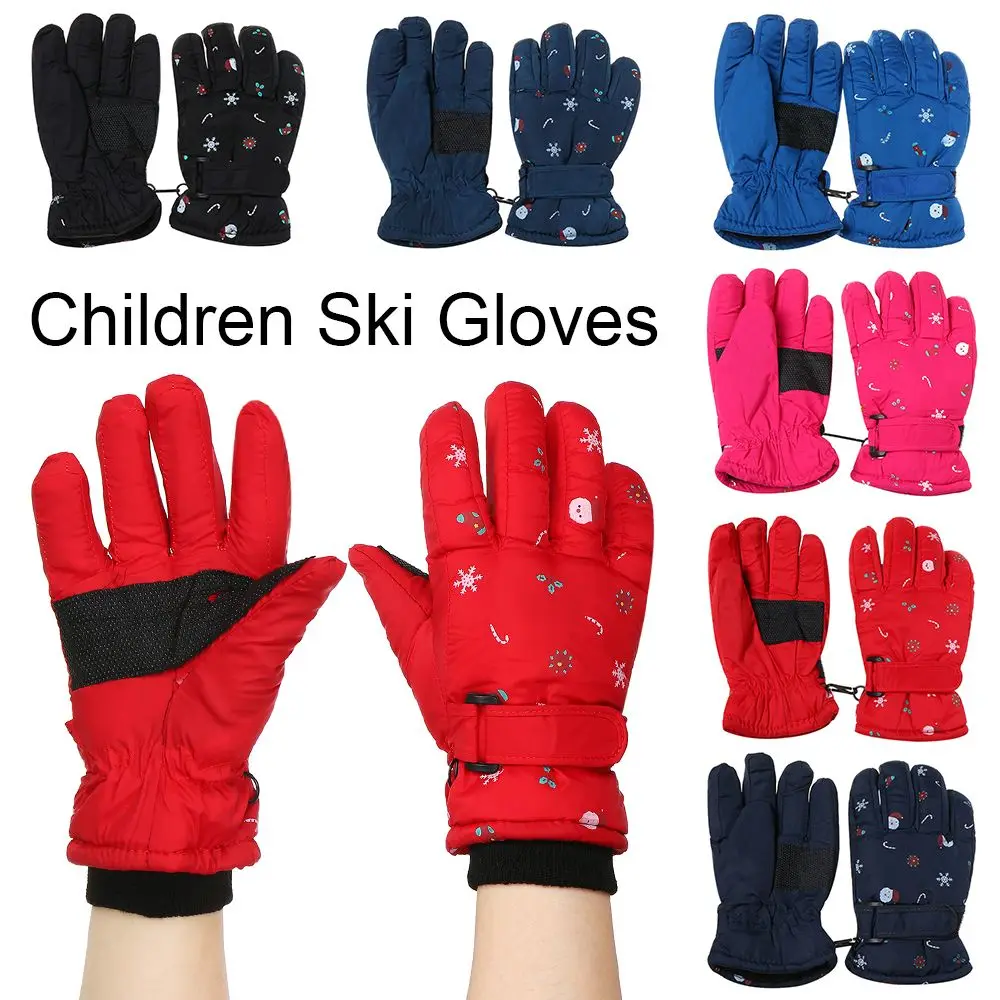 Children Kids Thicken Warm Non-slip Snow Snowboard Windproof Waterproof Children Ski Gloves Long-sleeved Mitten