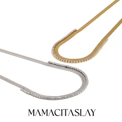 MamacitaSlay 316L Stainless Steel Zircon Snake Chain Necklace 18K Gold Plated Waterproof Jewelry For Women Creative Necklace