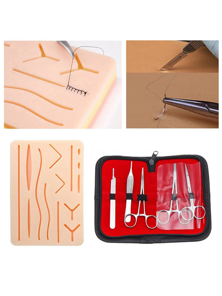 Skin Operate Suture Practice Model with Pre-cut Wound And Suturing Tool Set Medical Teaching Gadgets Accessories