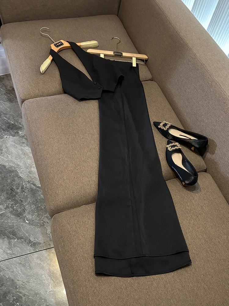 Puro desejo outono inverno nova chegada baixo corte v ne svel conjunto de saia de cintura alta para mulheres jovens commute sle