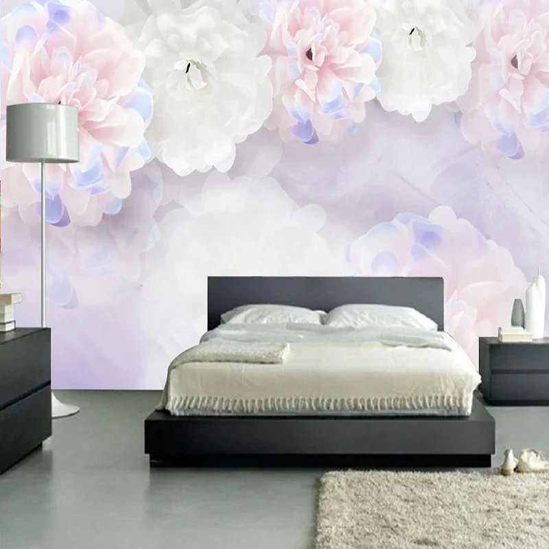 Custom 3D Mural Wallpaper Beautiful Lavender Pastoral Flower Living Room Papel Pintado Pared Home Décor Wall Covering Tapety Art