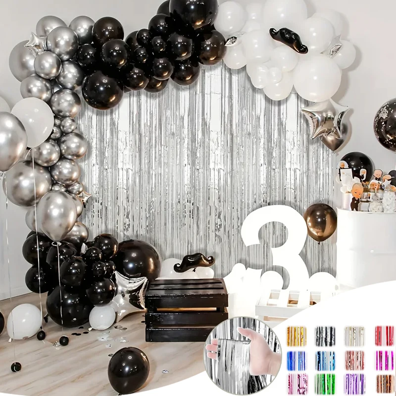 

1/2pcs Party Decoration Wall Cloth Multicolor Rain Silk Curtain Wedding Stage BirthdayParty Event Decoration for important scene