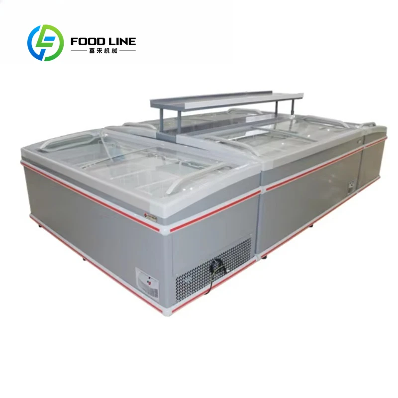 Customized size Supermarket professional commercial freezer display refrigerator glass door cabinet display island freezer