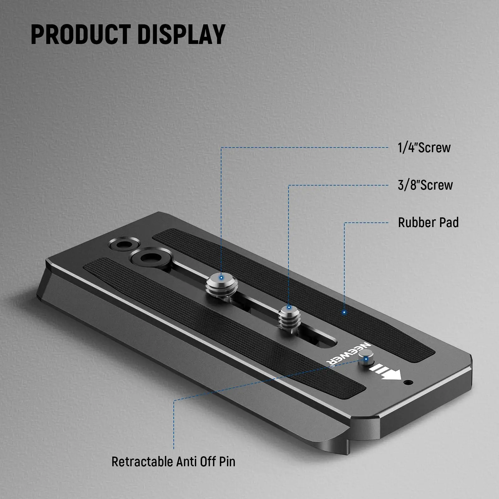 Neewer 501PL ขาตั้งกล้องของเหลวหัว QUICK RELEASE PLATE, แผ่นยึดกล้อง Anti Off Pin สําหรับ GM001 GM002 GM006 ของเหลวหัว