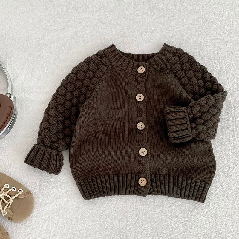 2026 ربيع جديد الكورية نمط 0-3Yrs طفل رضيع الفتيان فتاة الحياكة سترة طويلة الأكمام بلون الوليد الطفل سترة معطف #6