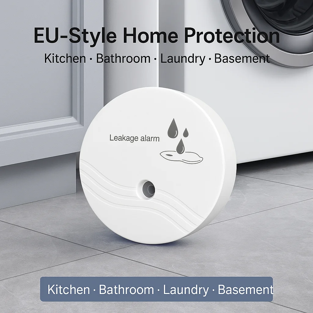 

9V Battery Water Leak Alarm, Easy Setup, No Wiring Needed Fast Triple-Probe Detection for Home Kitchen Bathroom Floor Protection