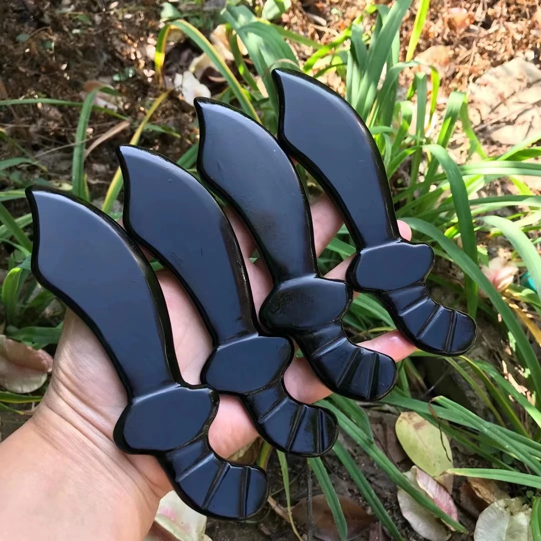 Natural Obsidian Dagger Healing Crystal Protection Stone Handmade Knife Men Gifts Magic Talisman Sword Witch Supplies Decoration